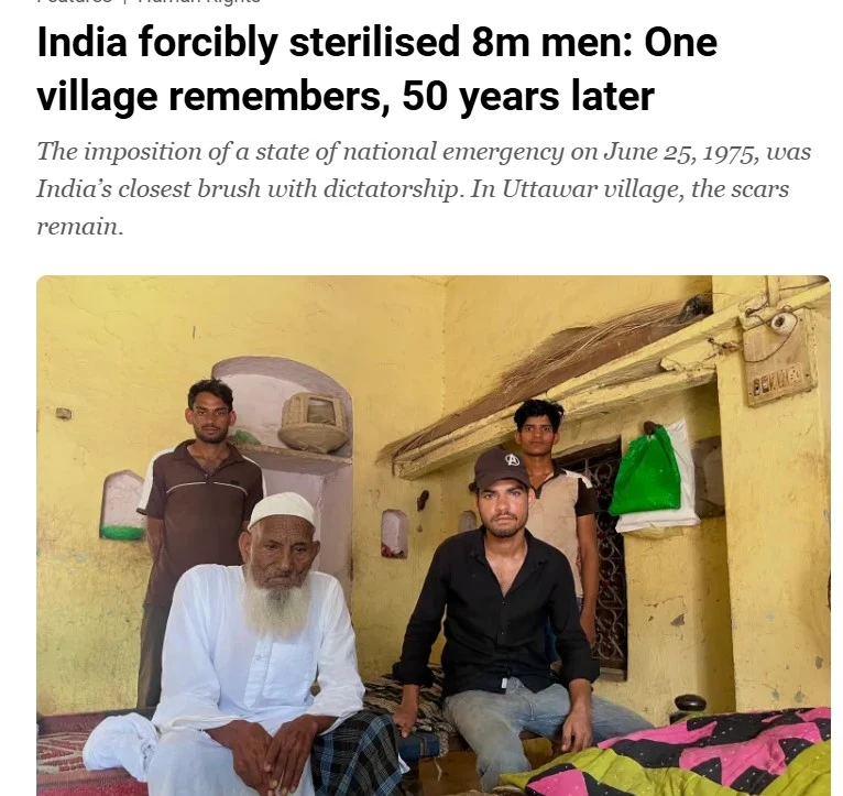 জোর করে ৮০ লাখ পুরুষকে বন্ধ্যা করেছিল ভারত